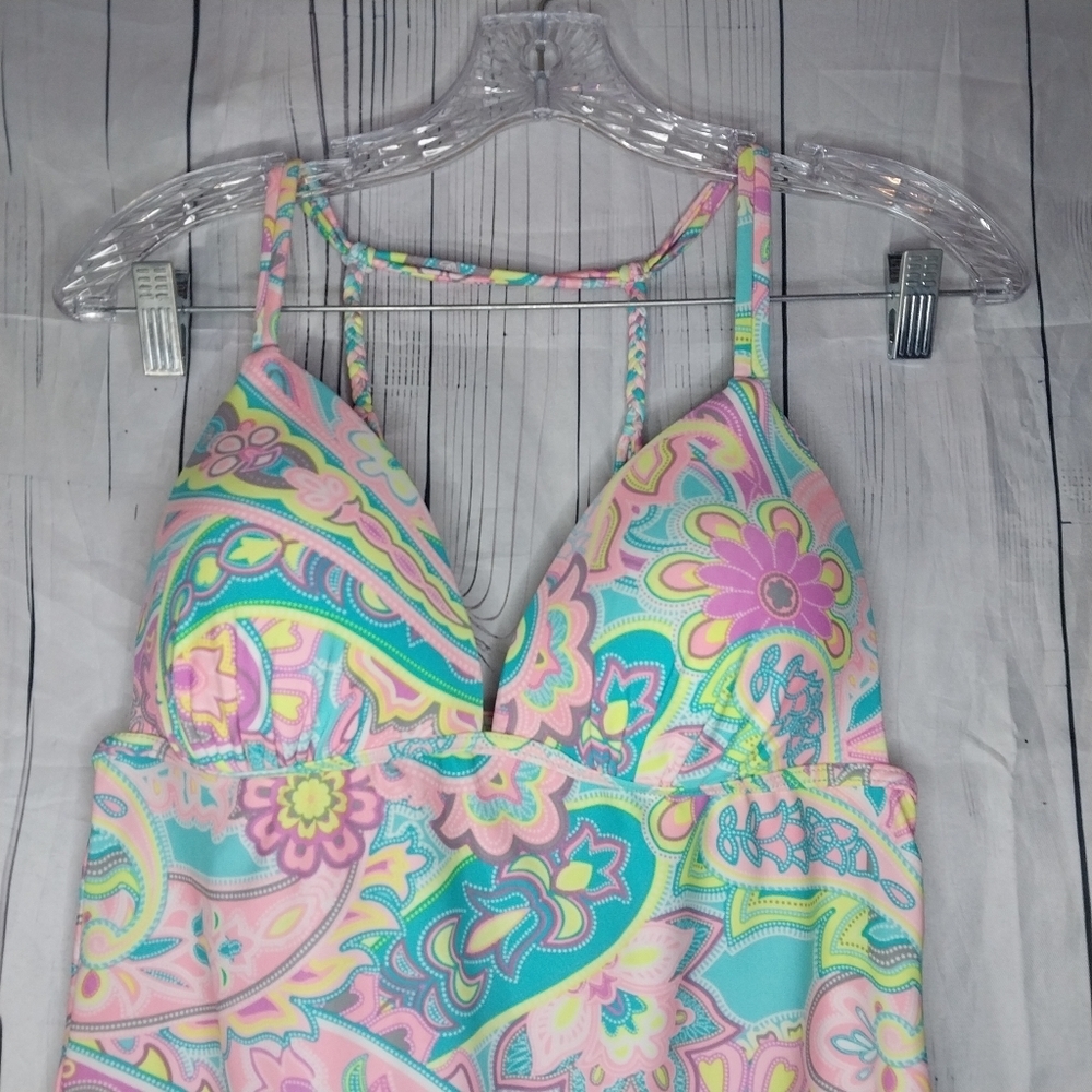 Red Camel Colorful Paisley Tankini Size L - Picture 2 of 10